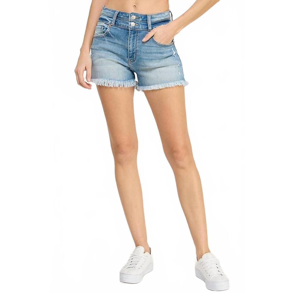 NEW ARTEMIS VINTAGE high rise double waist band shorts in light wash